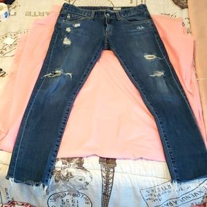 AG Distressed Cropped Jeans